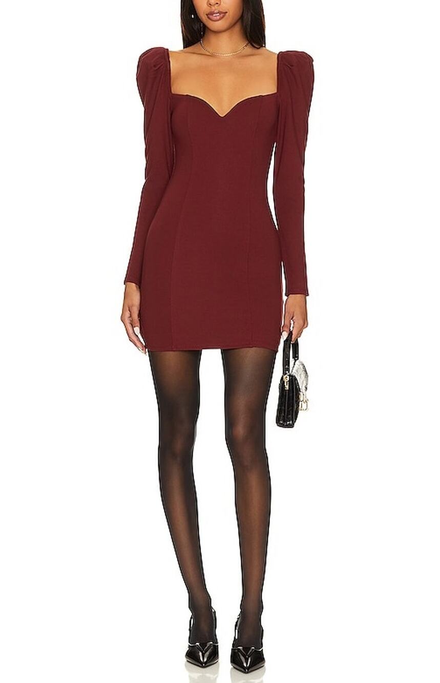 Majorelle Elegant Dark Red Fleur Mini Dress Size S